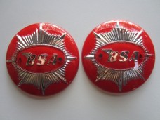 BSA GOLDSTAR GAS TANK BADGE EMBLEM SET RED SILVER B31 B32 B33 B34 A10 A7